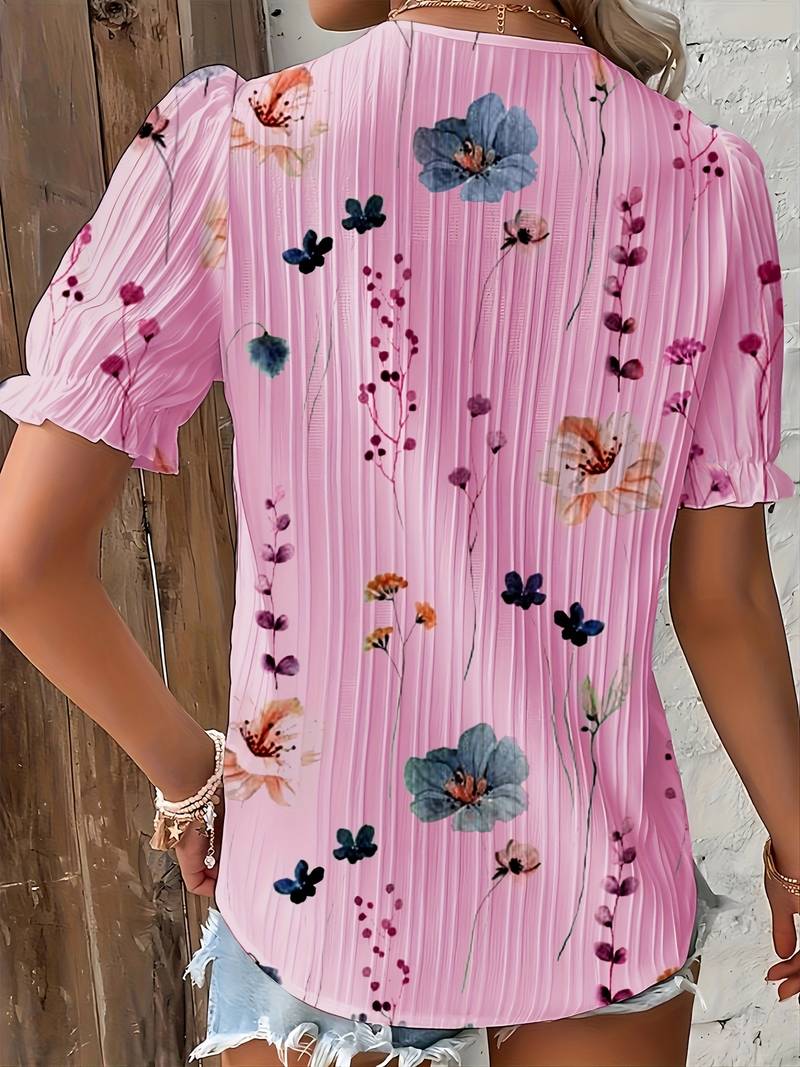 Damenbluse V-Ausschnitt Leichtes Polyester für Elegante Frühlingsmode-2
