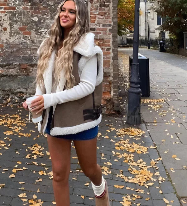 Damen Weste Lange Wollmischung Stilvoll Atmungsaktiv Herbst 2