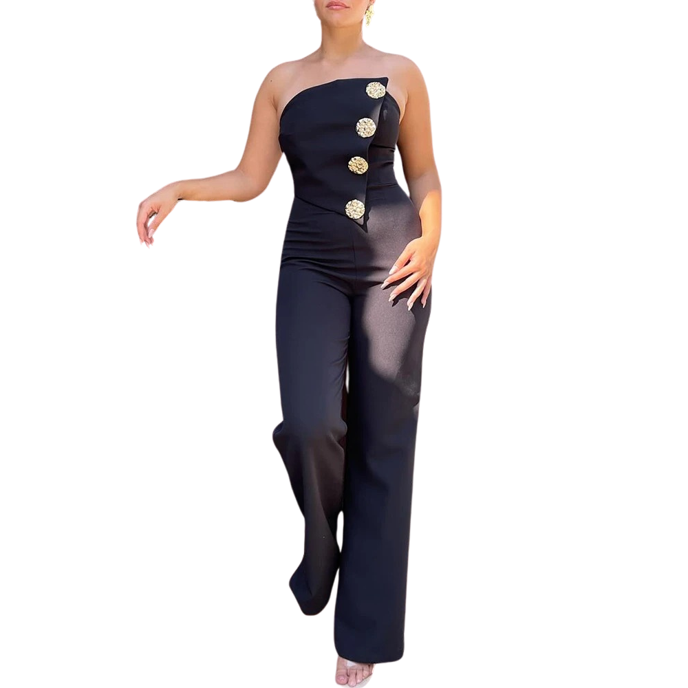 Asymmetrischer trägerloser Bandeau-Overall