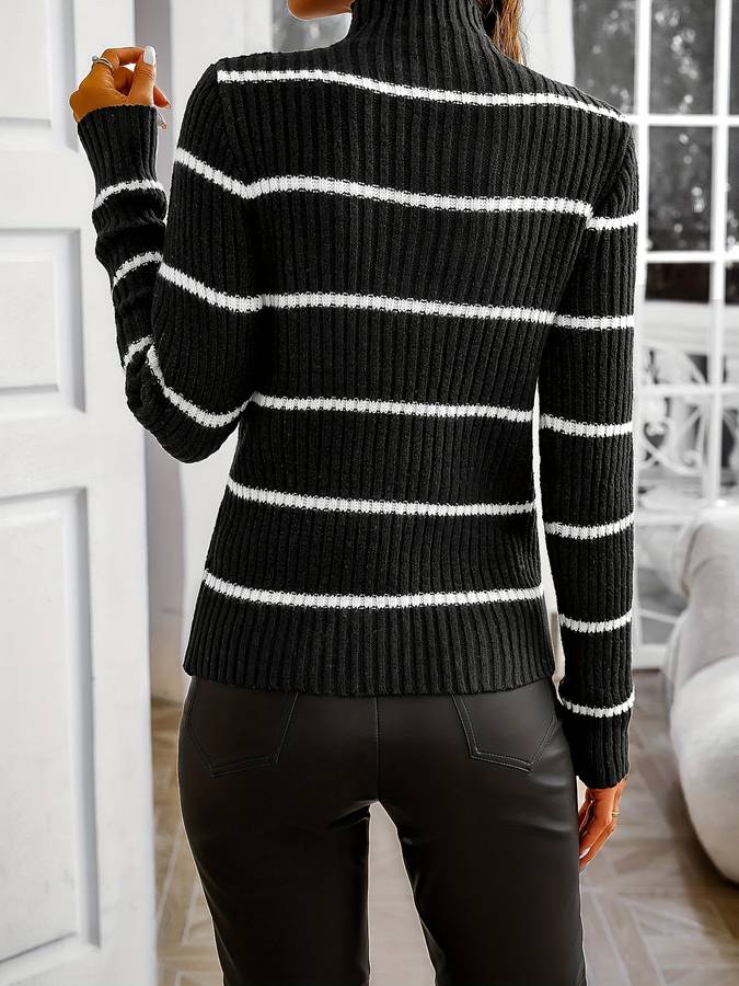 Damen Pullover Gestreift Rundhals Baumwolle 4