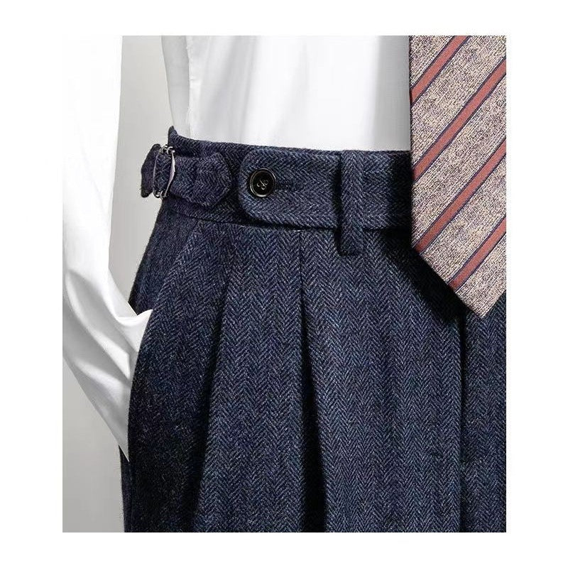 Herren Freizeithose Lässiger Tweed Stil Entspannt 100% Tweed 3