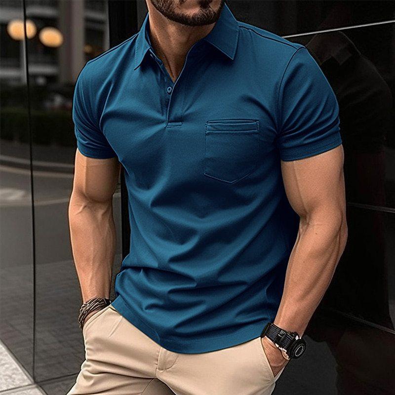 Variant image for Herren Polo Shirt Atmungsaktives Material Elegantes Design Langarm Poloshirt-26