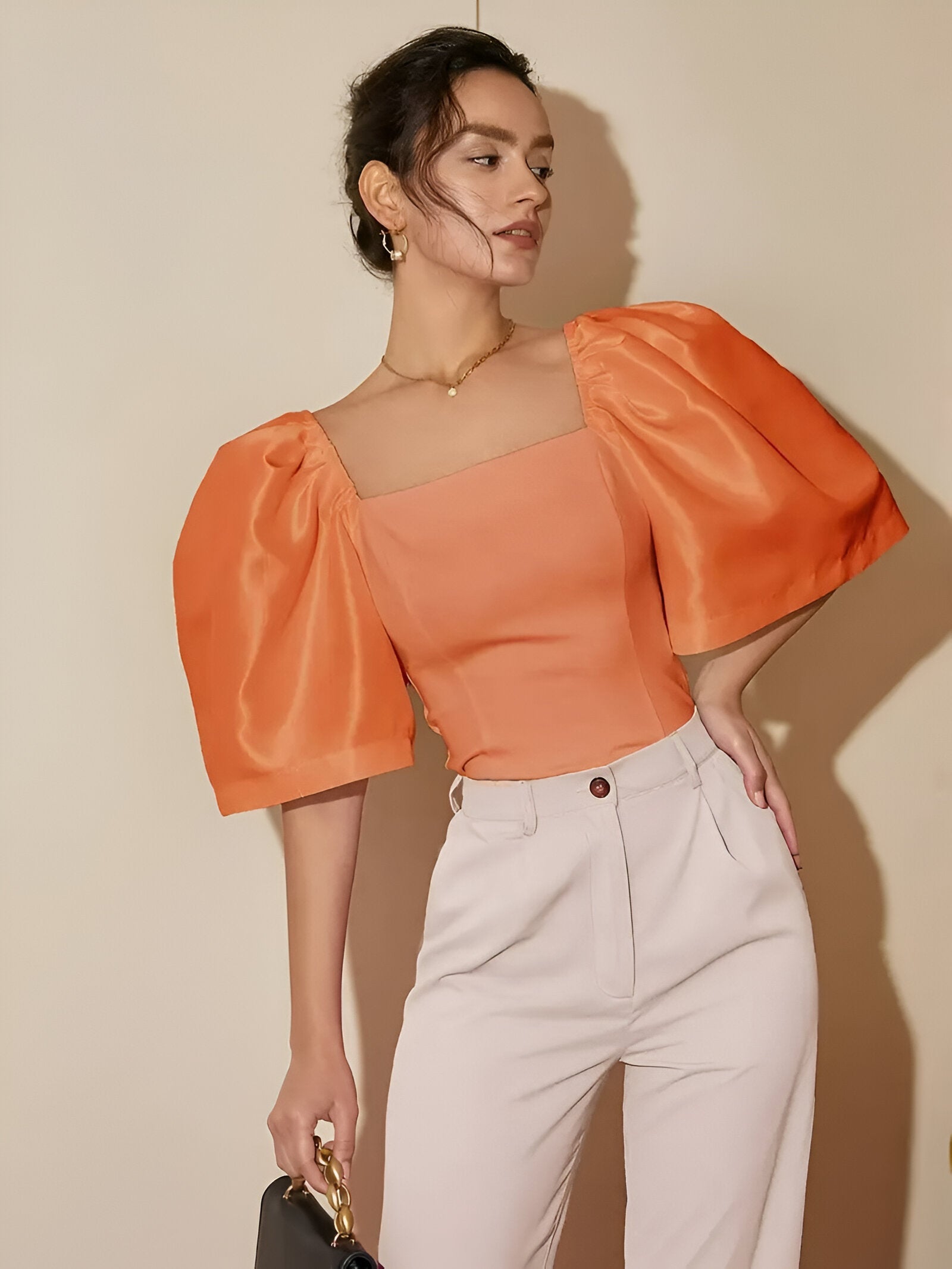 Variant image for Damenbluse Elegante Schmale Form Quadratischer Ausschnitt Hochwertige Baumwollmischung-25