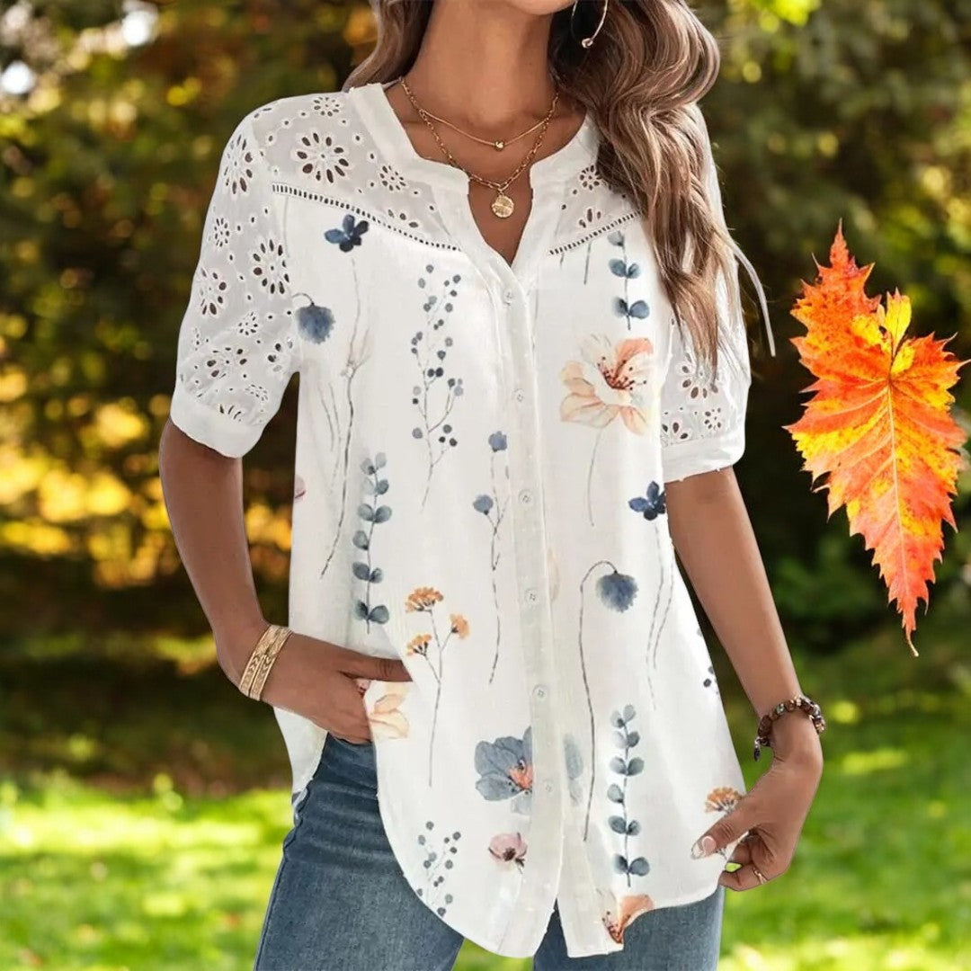 Lässige Damenbluse mit kurzen Ärmeln