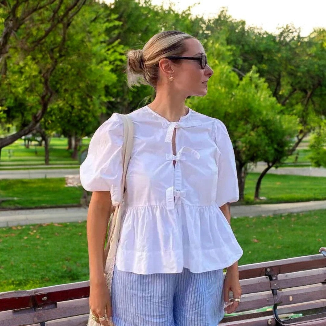 Damenblazer mit gekräuselten Ärmeln und Puffärmeln