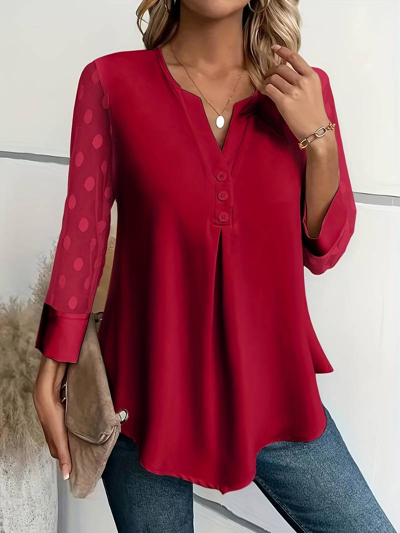 Variant image for Damen Langarm-Top mit gekerbtem Ausschnitt Eleganz-19