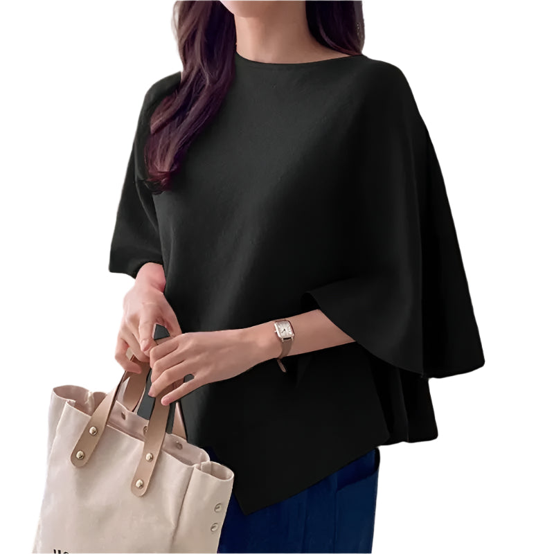 Damenbluse mit 3/4-Ärmeln und Rüschen