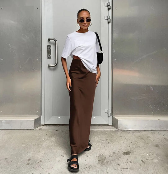 Satinrock mit hoher Taille für Damen