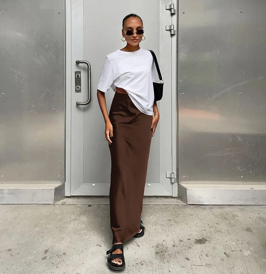 Satinrock mit hoher Taille für Damen