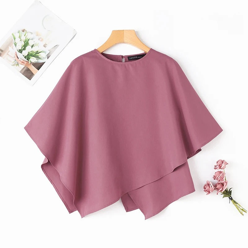 Damenbluse mit 3/4-Ärmeln und Rüschen