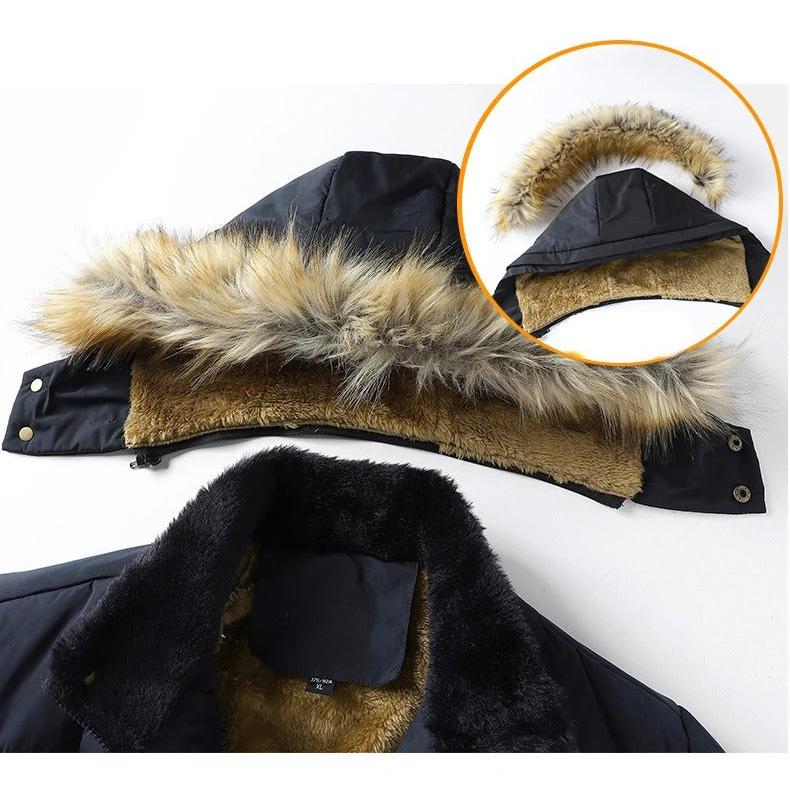 Warmer Pelzmantel mit Kapuze für Männer