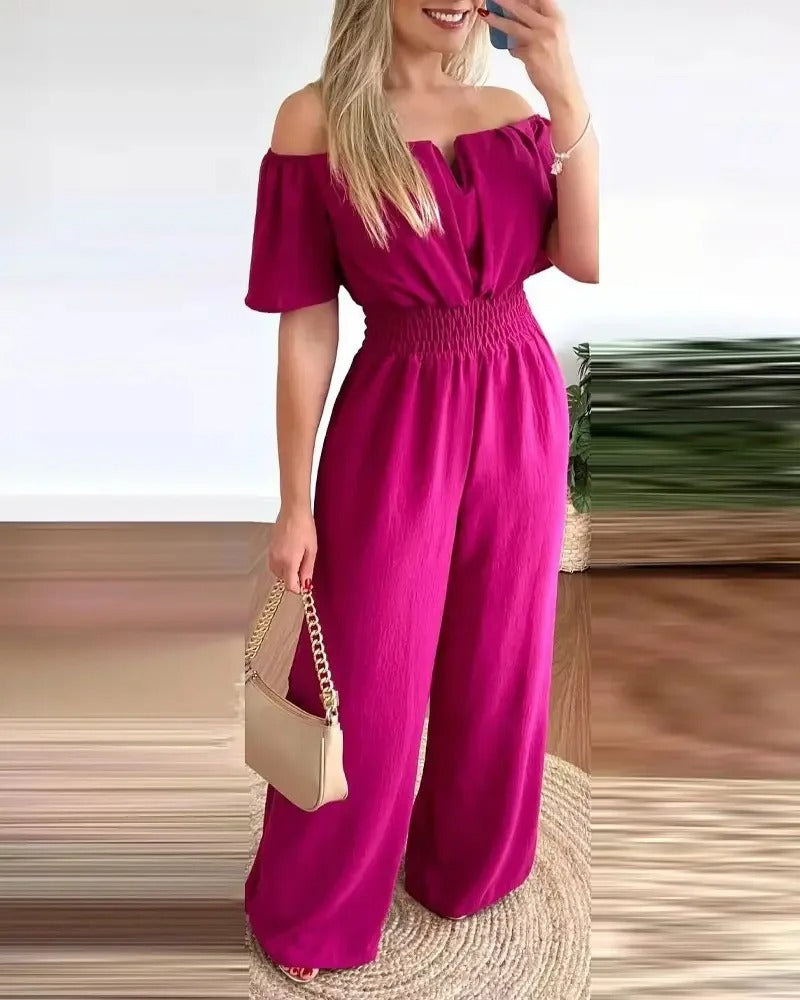 Schulterfreier Damen-Overall mit weitem Bein
