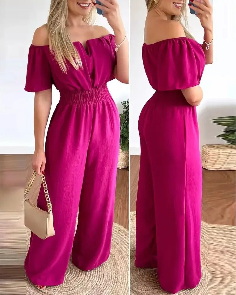 Schulterfreier Damen-Overall mit weitem Bein