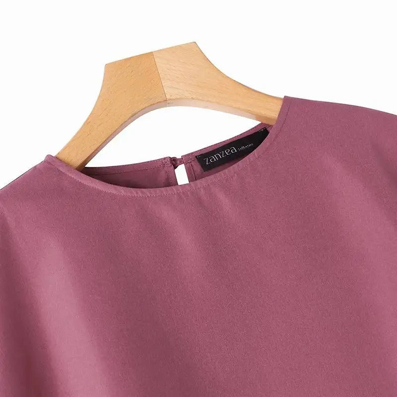 Damenbluse mit 3/4-Ärmeln und Rüschen