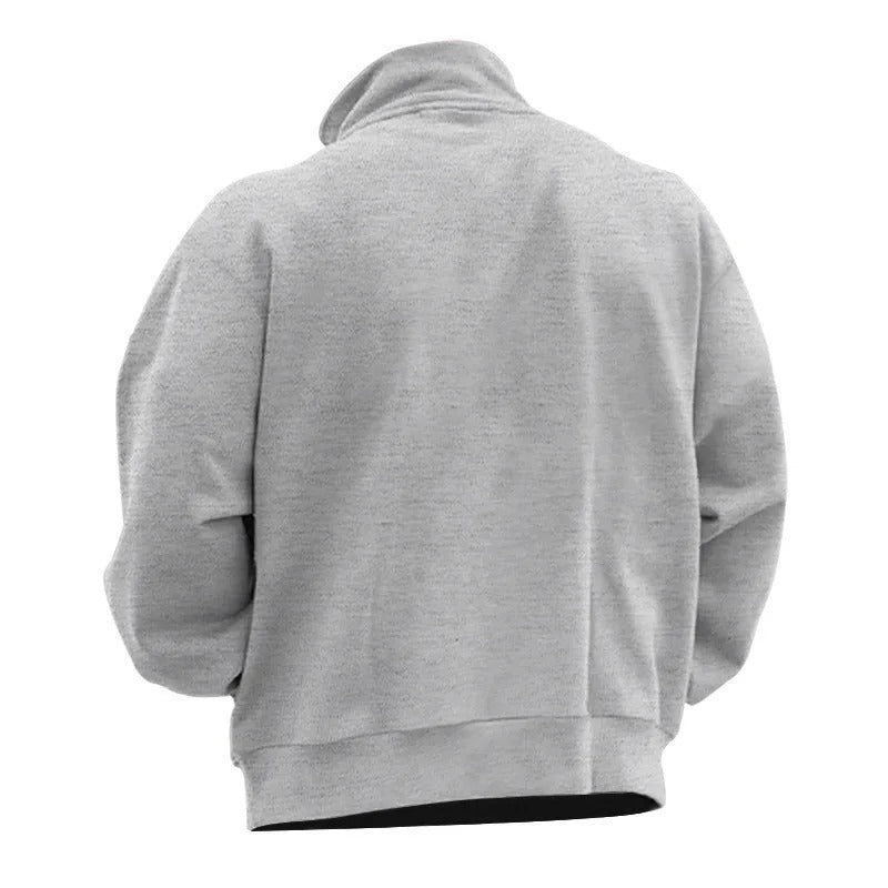 Herren-Sweatshirt mit halbem Reißverschluss und Stehkragen
