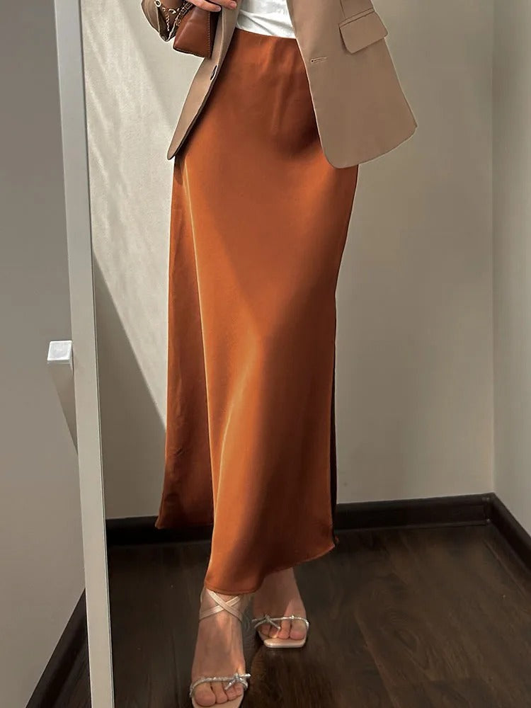 Satin-Faltenrock für Damen