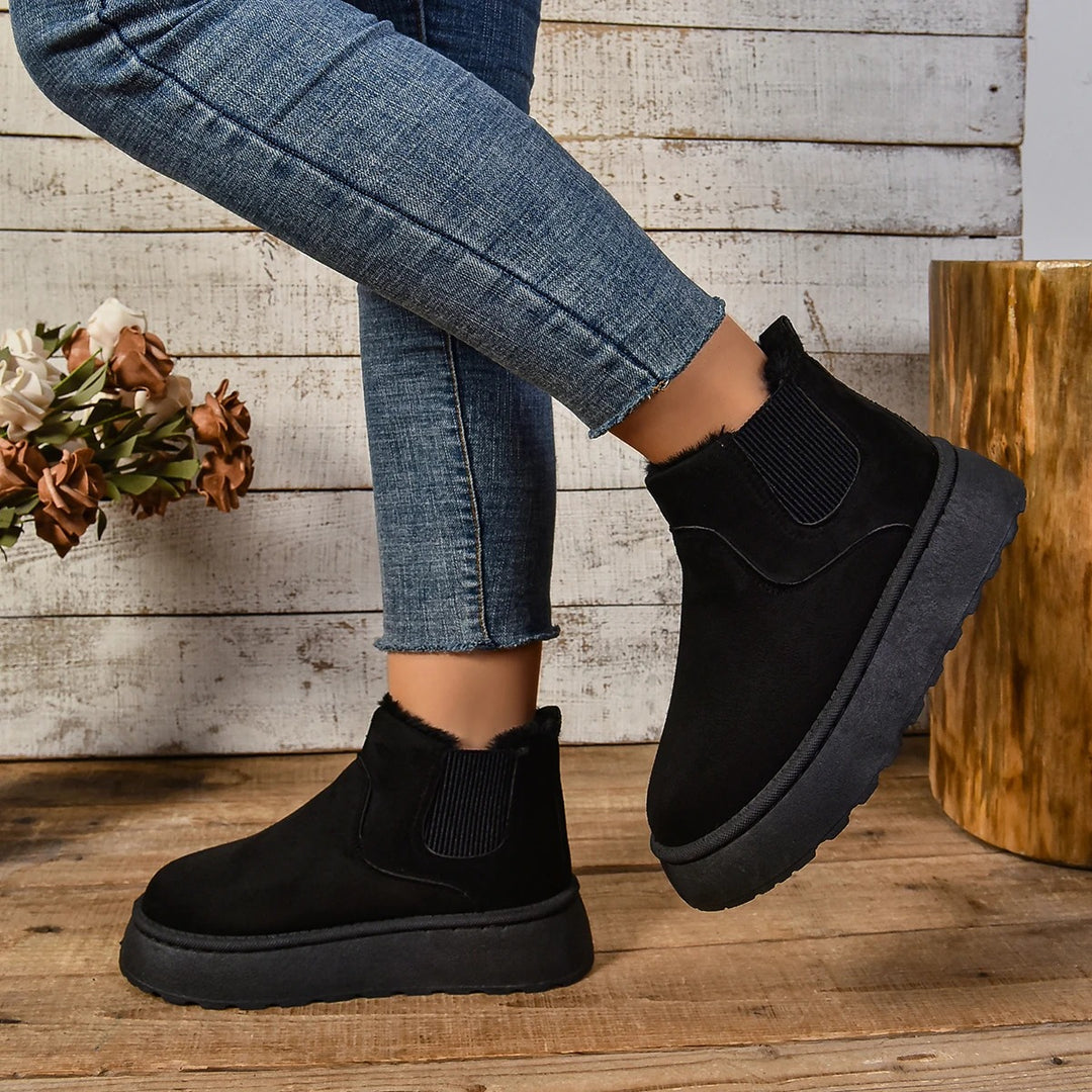 Pelzplüsch-Stiefeletten für Frauen