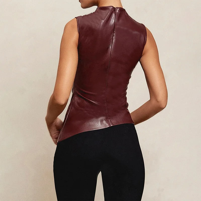 Ärmelloses Damen-Tanktop aus Leder