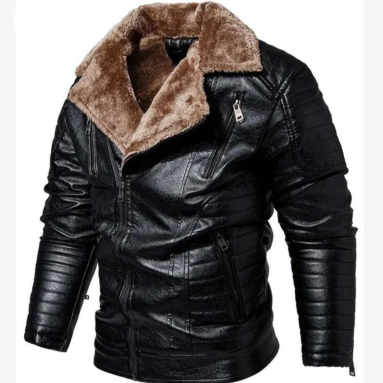 Herren Lederjacke mit Fellkragen