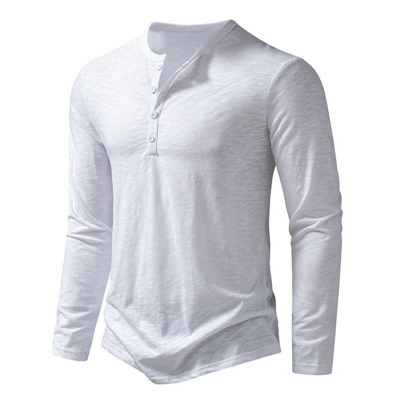Langärmeliges T-Shirt mit Henley-Ausschnitt für Männer