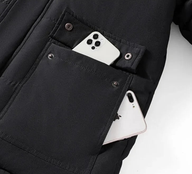 Herrenjacke mit fleecegefüttertem Pelzkragen