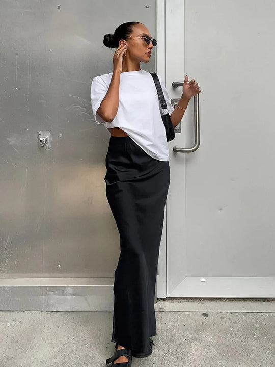 Satinrock mit hoher Taille für Damen
