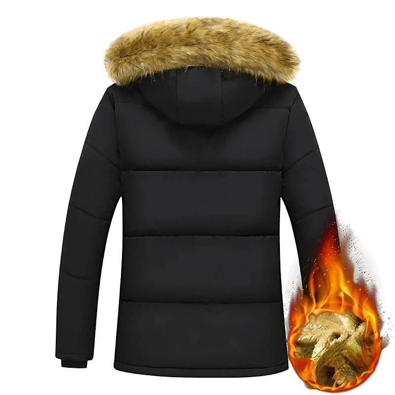 Warmer Pelzmantel mit Kapuze für Männer