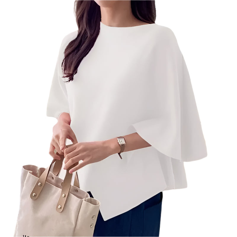 Damenbluse mit 3/4-Ärmeln und Rüschen