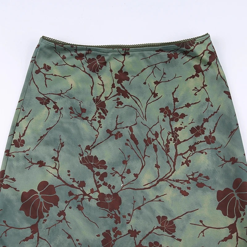 Vintage-Midi-Rock mit Blumenprint