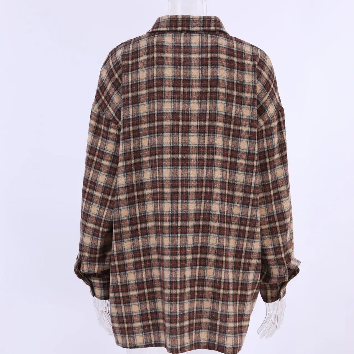 Vintage karierte Damenbluse mit langen Ärmeln