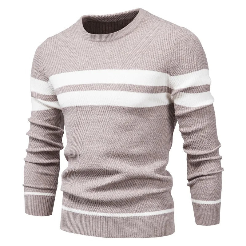 Langärmeliger Patchwork-Pullover für Männer