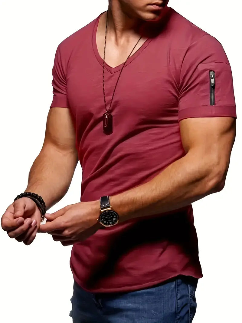 Variant image for Herren T-Shirt V-Ausschnitt Lässig 100% Baumwolle Kurzarm-51