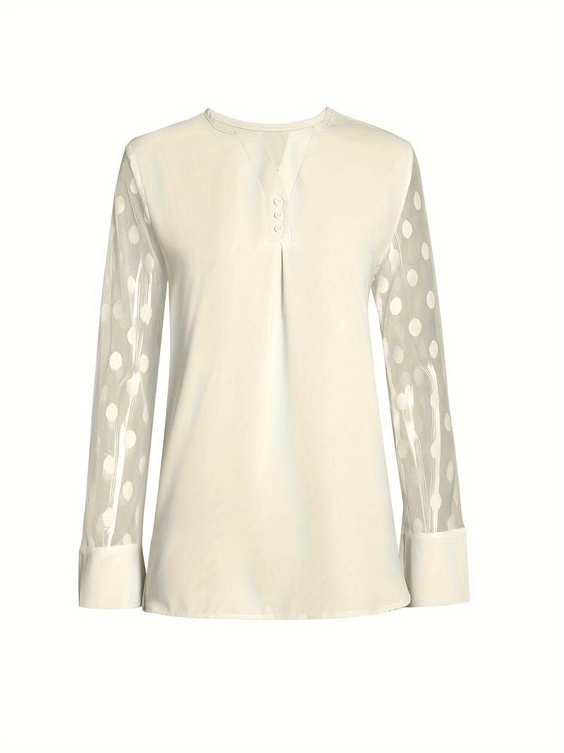 Damen Langarm-Top mit gekerbtem Ausschnitt Eleganz-3