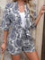 Damen Set Hemd und Shorts Blumendruck Baumwolle-4