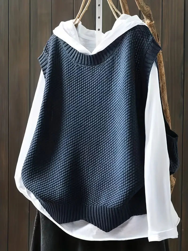 Variant image for Damenpullover Ärmellos Rundhalsausschnitt Baumwolle Modern-9