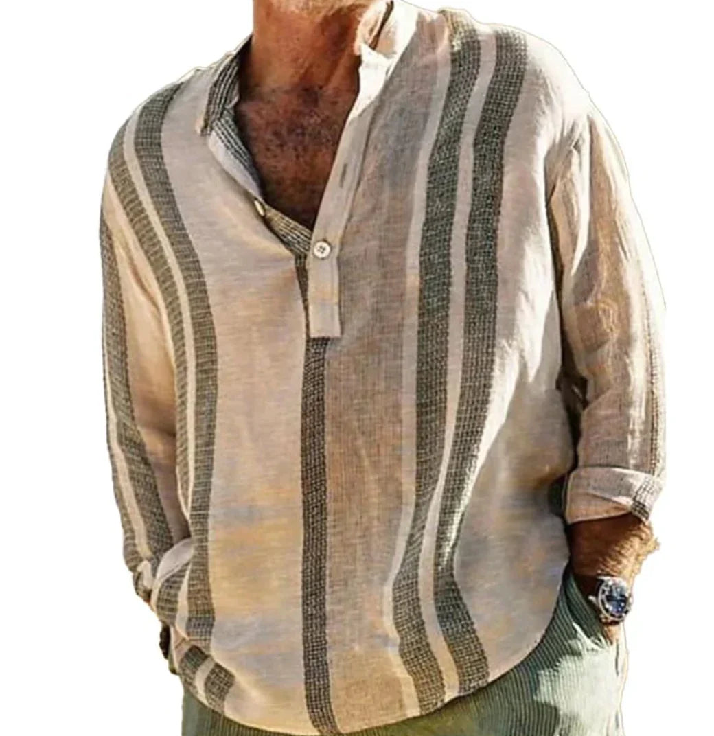 Variant image for Herren Leinenhemd Locker Sommer Stil Atmungsaktiv-1