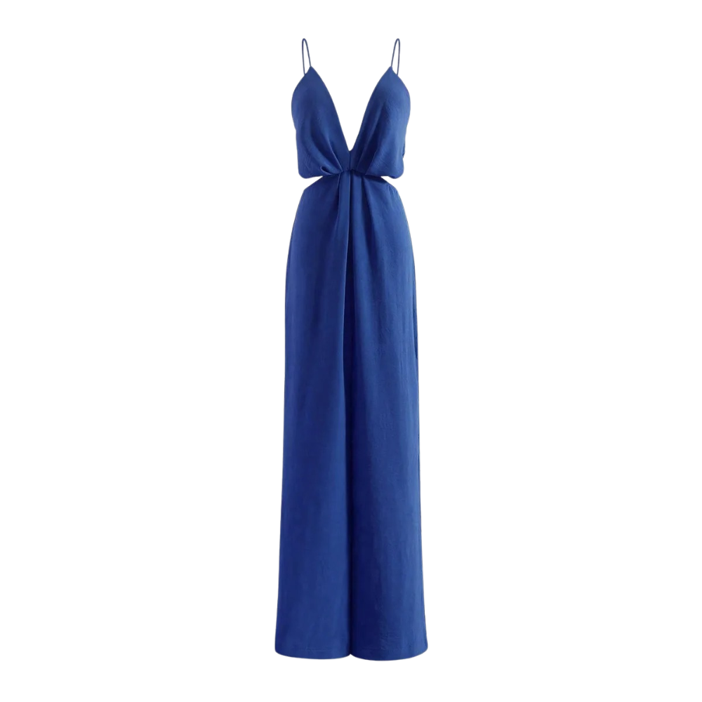 Plissierter Damenoverall mit weitem Bein