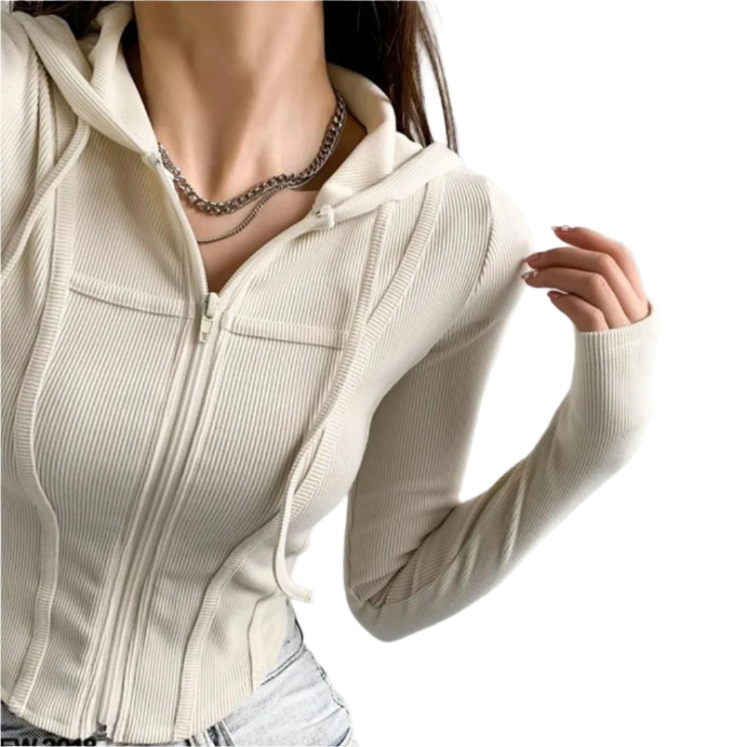 Damen Zip-Up Crop-Hoodie