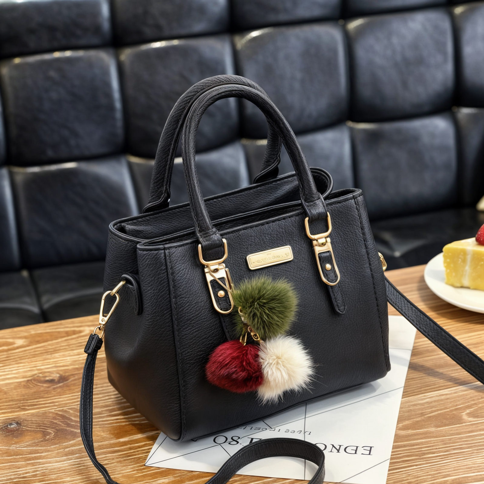 Damenhandtasche aus Leder mit Quaste