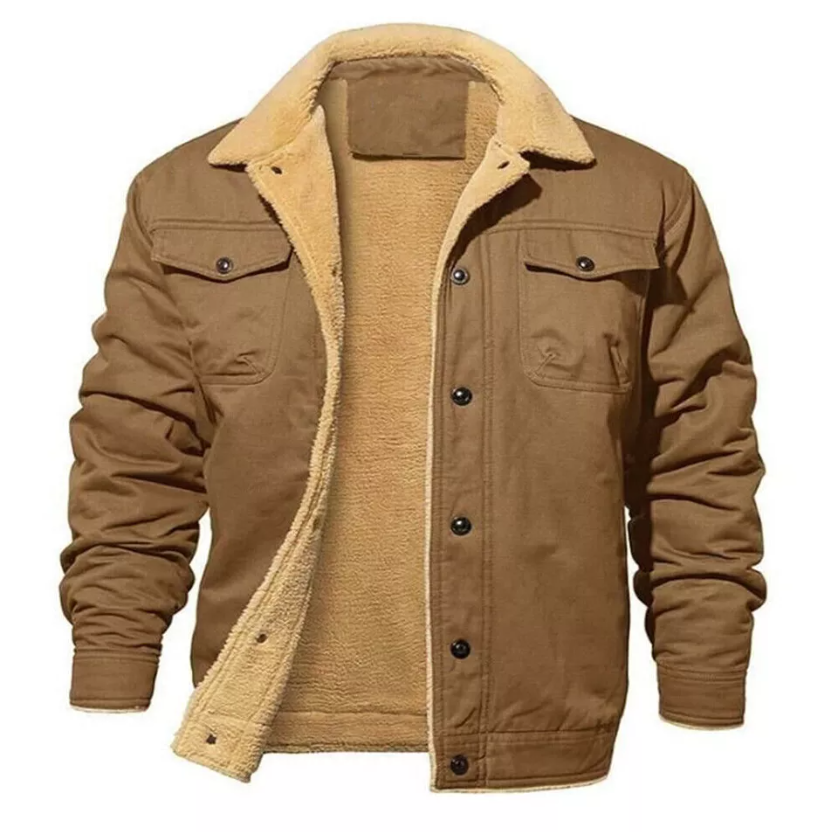 Herrenmantel aus dicker Plüschwolle