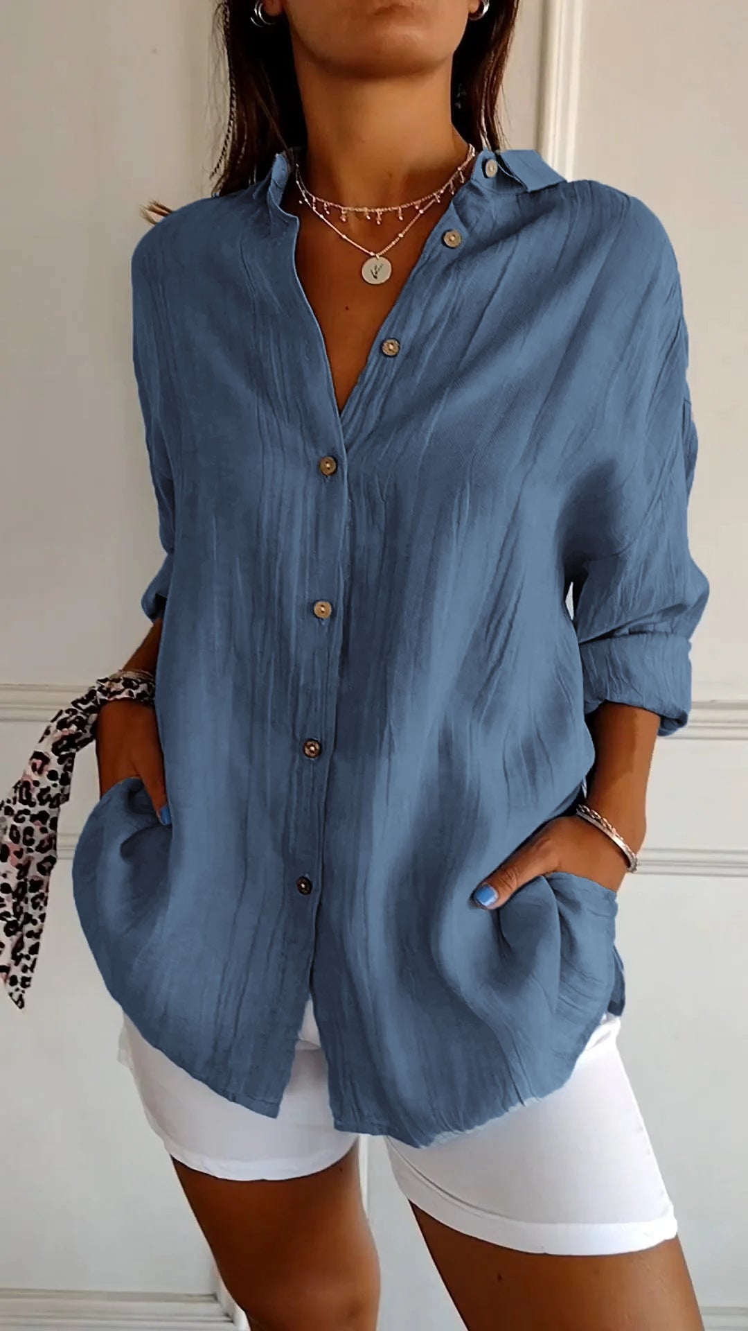 Damenbluse Elegante Polyester Klassischer Kragen Festliche Blusen für Büro und Anlässe 6