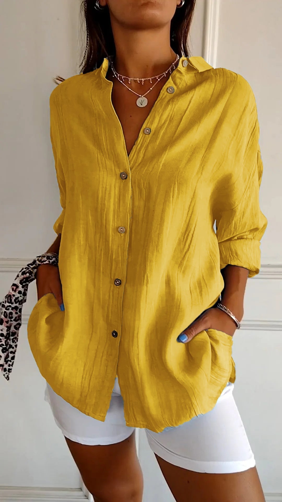 Damenbluse Elegante Polyester Klassischer Kragen Festliche Blusen für Büro und Anlässe 4