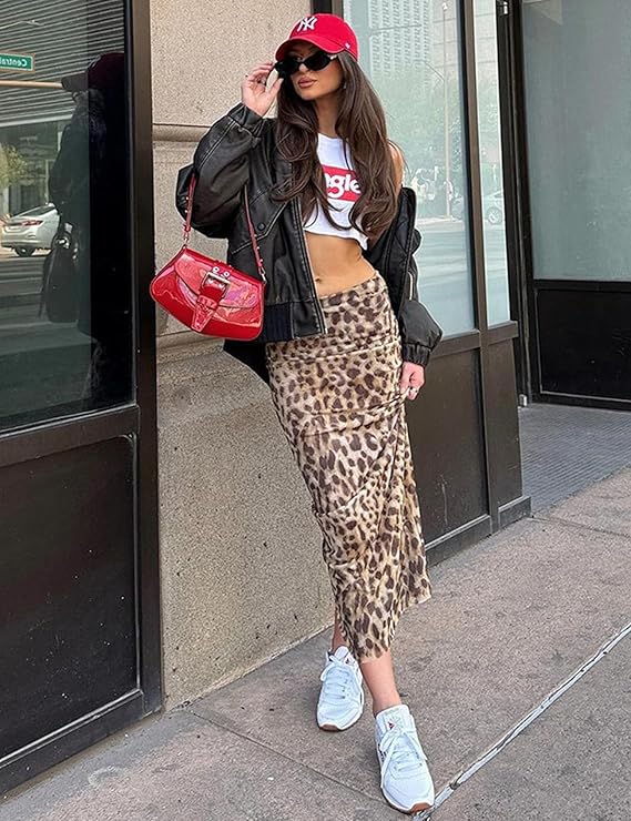 Damen-Langrock mit Leopardenmuster