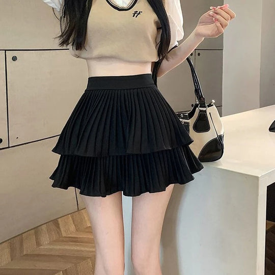 High Waist Rüschen Lolita Rock aus Patchwork