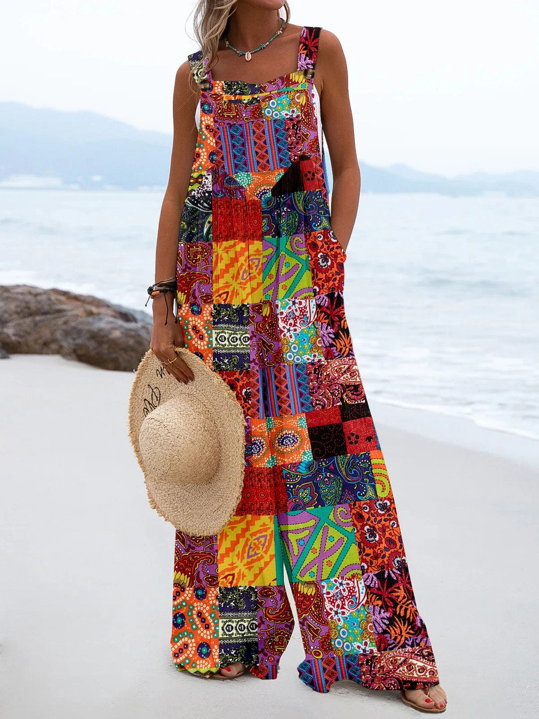 Bohemian-Overall mit weitem Bein für Frauen