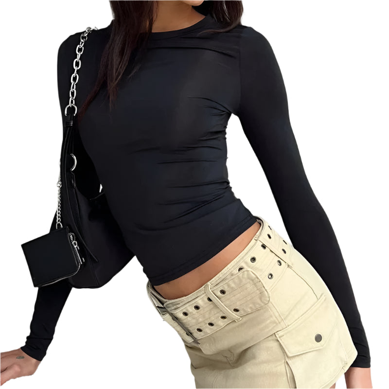 Slim Fit Langarm-T-Shirt für Damen