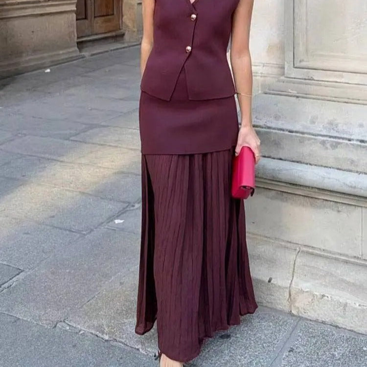 Damen Midirock mit Falten und seitlichem Reißverschluss