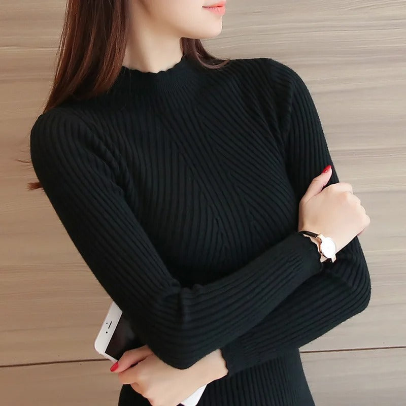 Strickpullover mit Rüschen am Hals