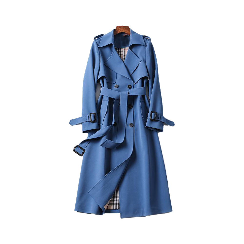 Damen Trenchcoat mit Doppelreihenknöpfen und Gürtel, Klassischer Stil aus Hochwertigem Stoff 4