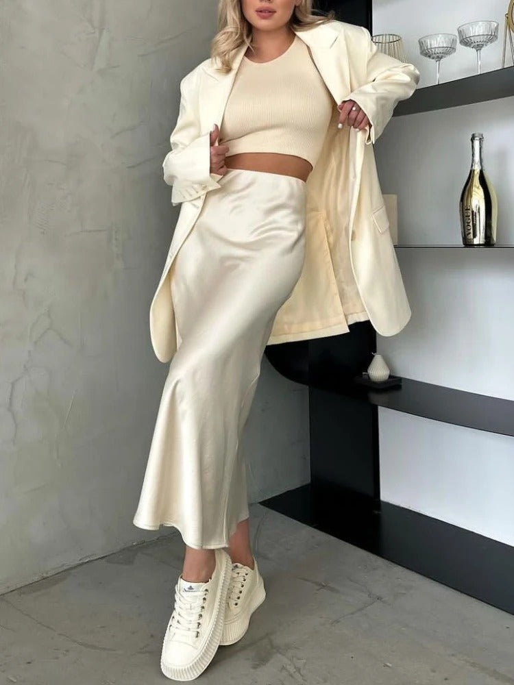 Frauen Essig Satin Fischschwanzrock